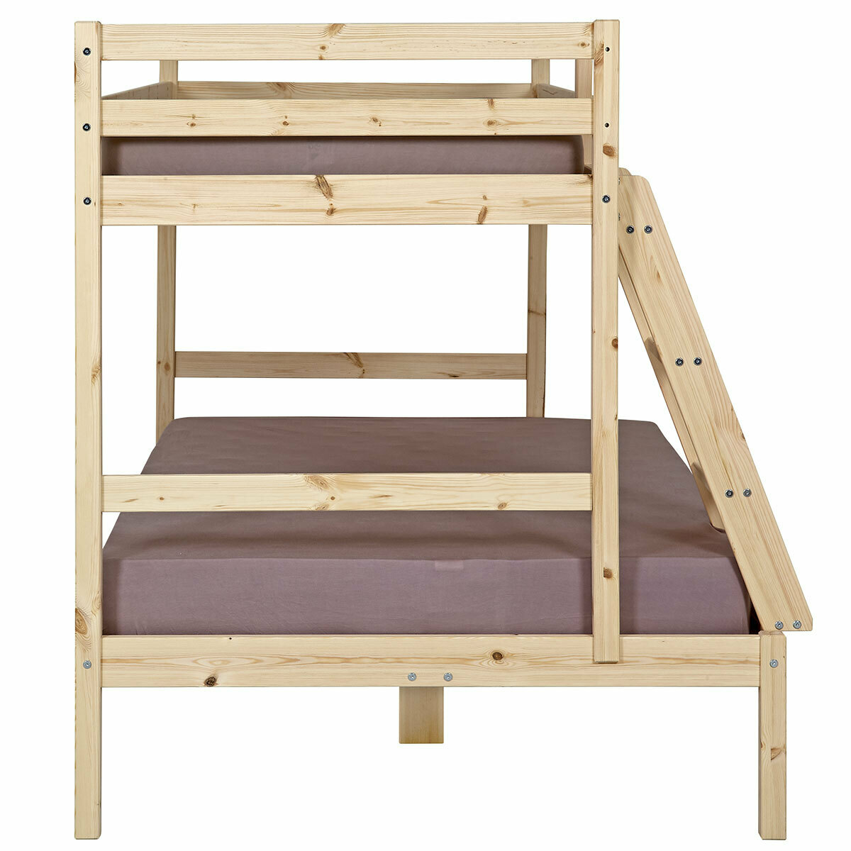Pack lit superposé avec 2 matelas Bois massif JULIAN bois naturel, AKITEN RETAIL