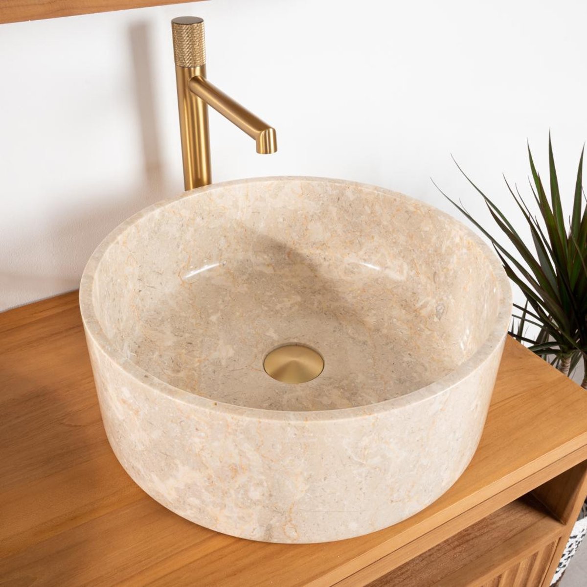 Vasque en marbre ronde 40 cm ULYSSE crème, WANDA COLLECTION