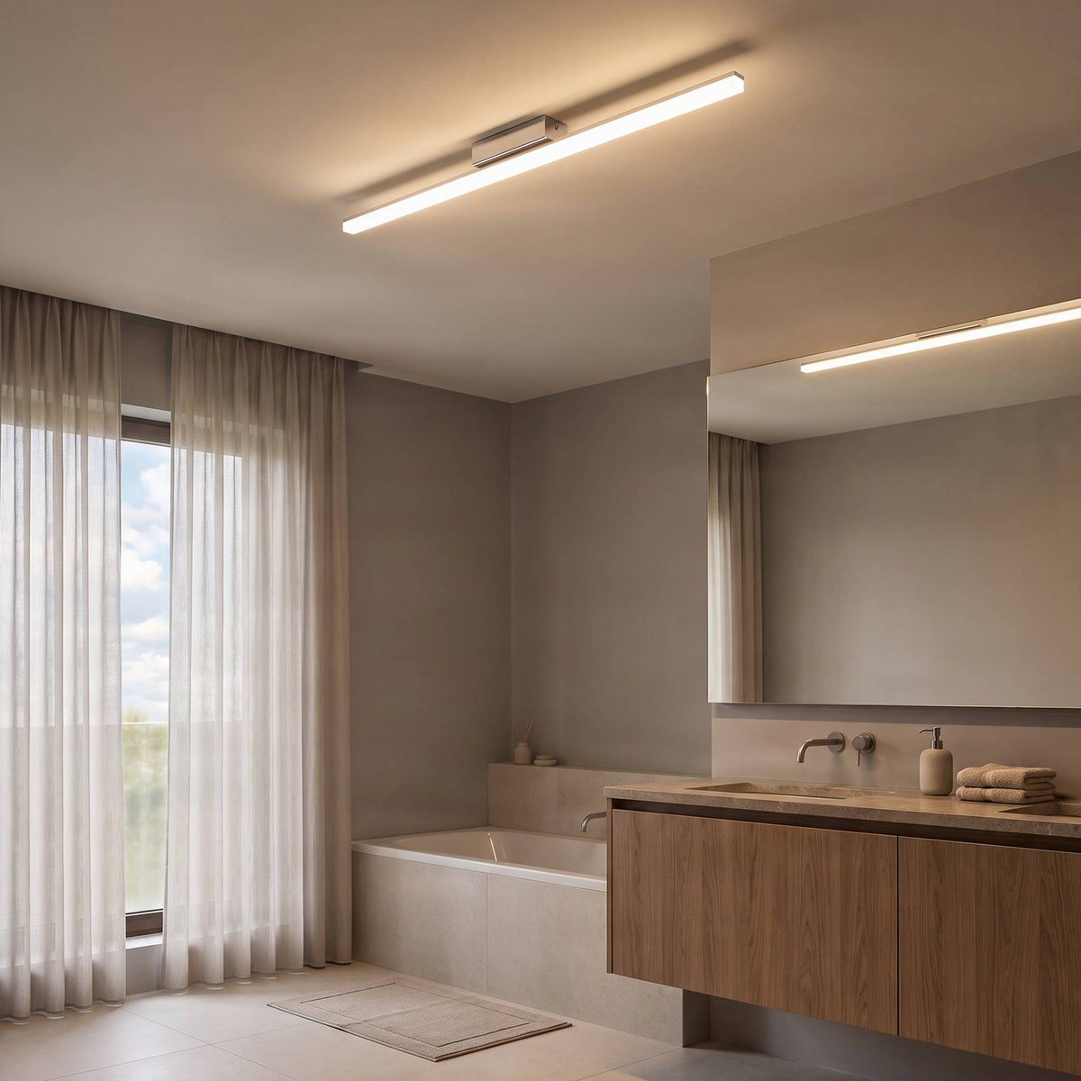 Plafonnier  moderneLED, Levke blanc, chrome, LINDBY