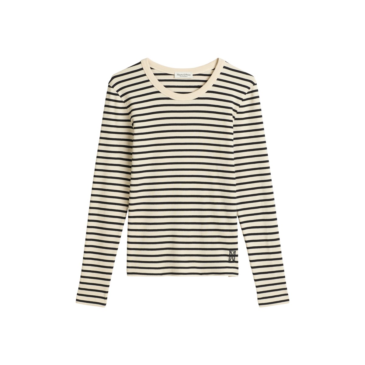 T-shirt long rayé regular en pur coton bio bleu foncé, MARC O'POLO