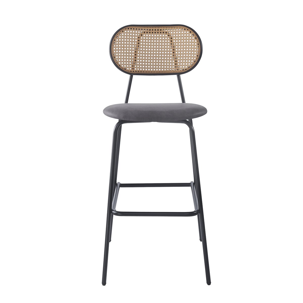 Lot de 2 tabourets de bar en cannage OREBRO noir, NORDLYS