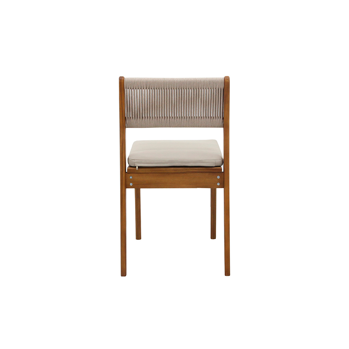 Chaises de jardin en bois massif et corde tressée (lot de 2) ZEPHYR taupe, MILIBOO