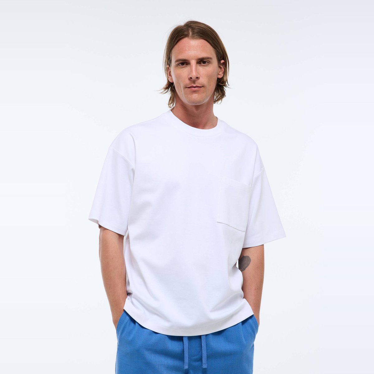 T-shirt manches courtes interlock en coton bio GOTS blanc, MONOPRIX