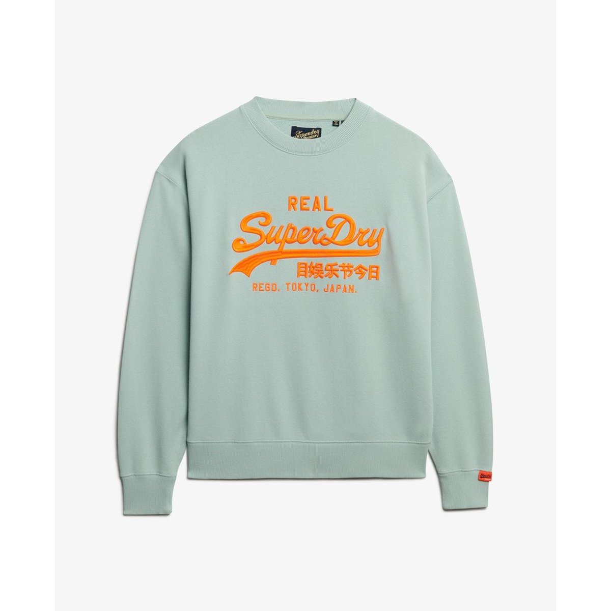 Pull ample à col ras-du-cou fluo Vintage Logo gris port, SUPERDRY