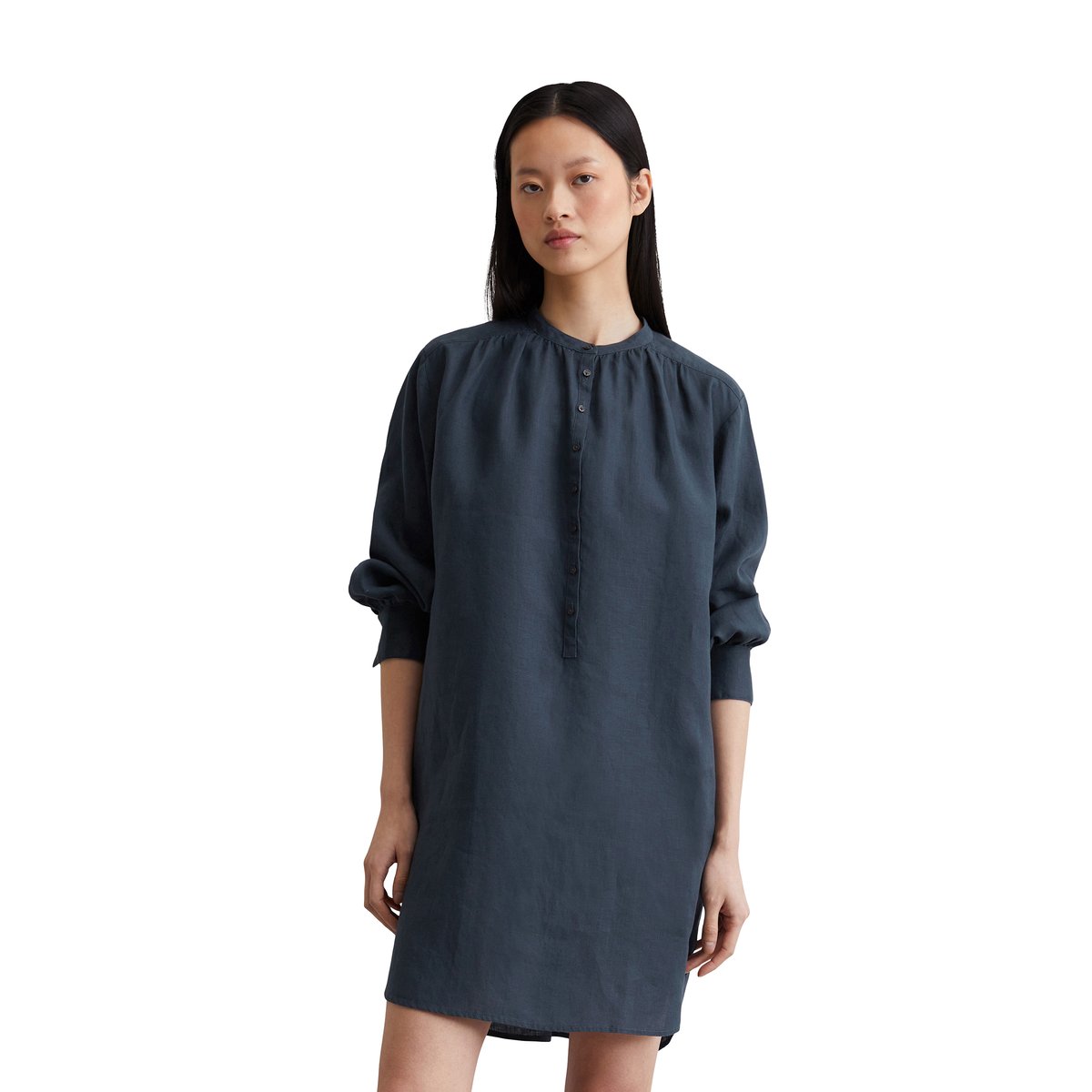 Robe en lin relaxed en qualité légère bleu foncé, MARC O'POLO