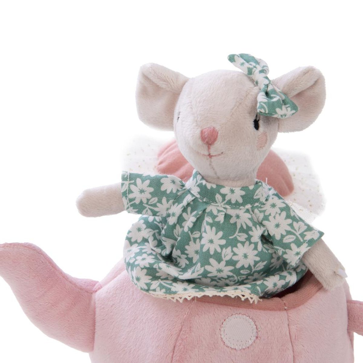Peluche Lili la souris dans sa théière rose, AMADEUS