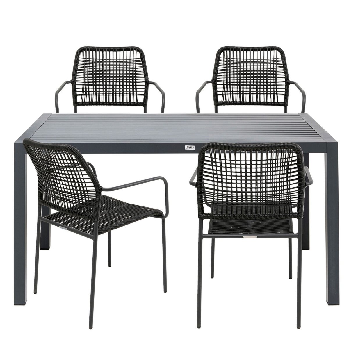 Ensemble de jardin table et 4 chaises, MADAGASCAR anthracite, KARE DESIGN
