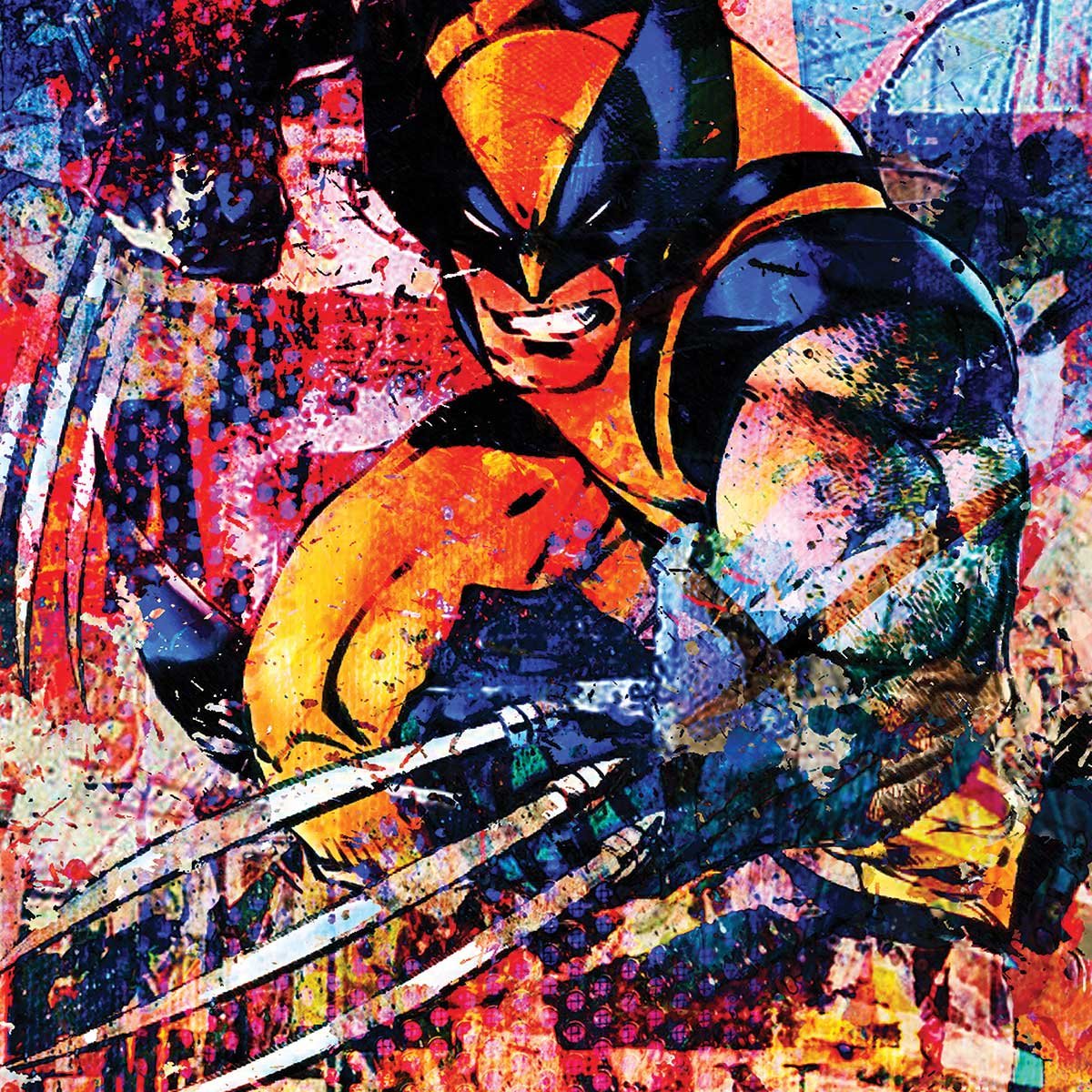 Affiche wolverine graffiti affiche + cadre en bois - noir, HEXOA