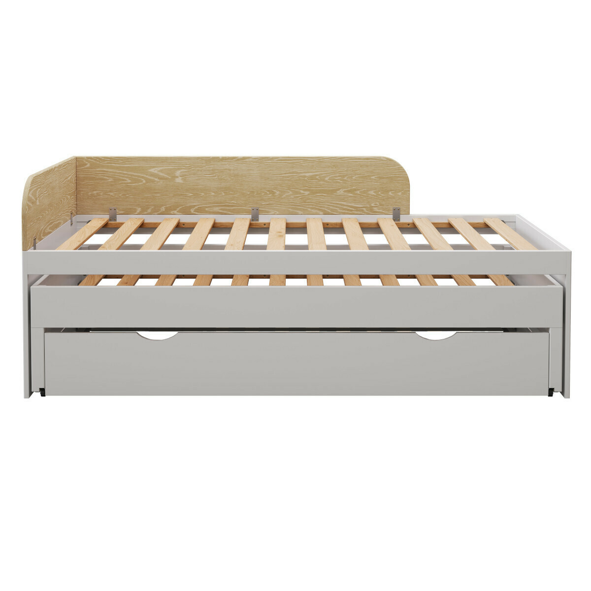 Pack lit gigogne avec tiroir et matelas Bois massif  NOHA blanc, AKITEN RETAIL