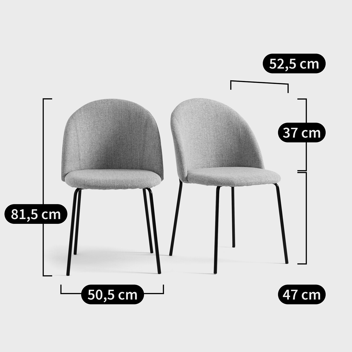 Lote de 2 sillas de tejido jaspeado, Nordie beige jaspeado, LA REDOUTE INTERIEURS