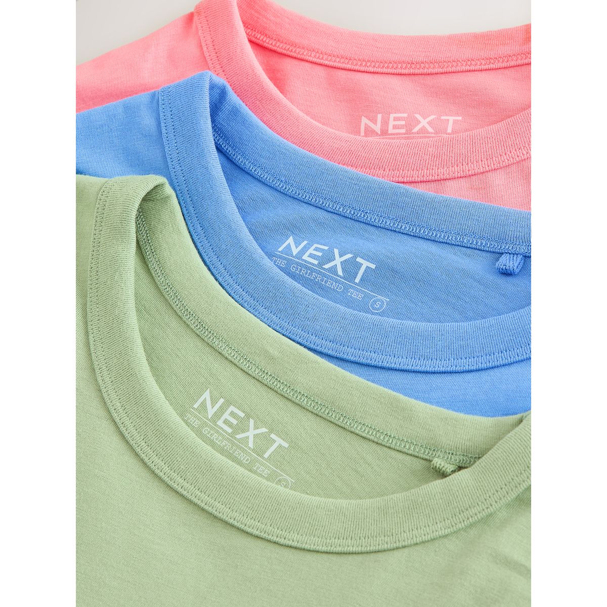 T-shirt ras du cou, lot de 3 rose/vert/bleu, NEXT