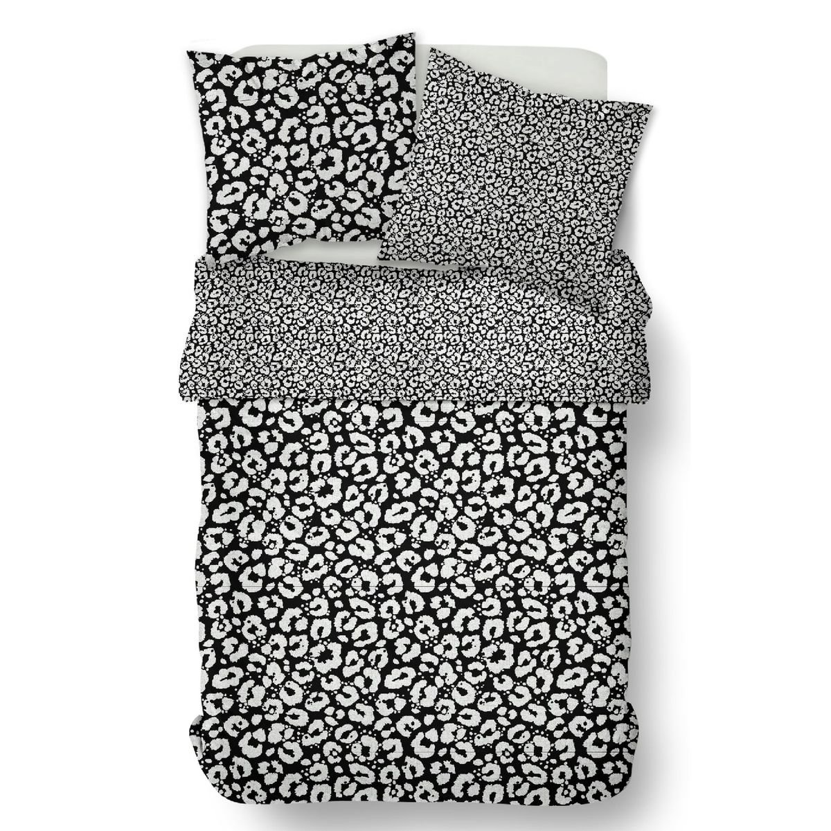 Parure de lit imprimé animalier coton SUNSHINE LISON noir, TODAY