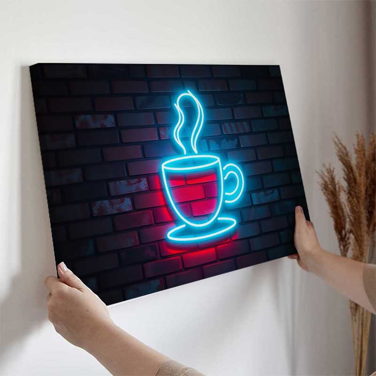 Tableau néon tasse de café toile imprimée, HEXOA