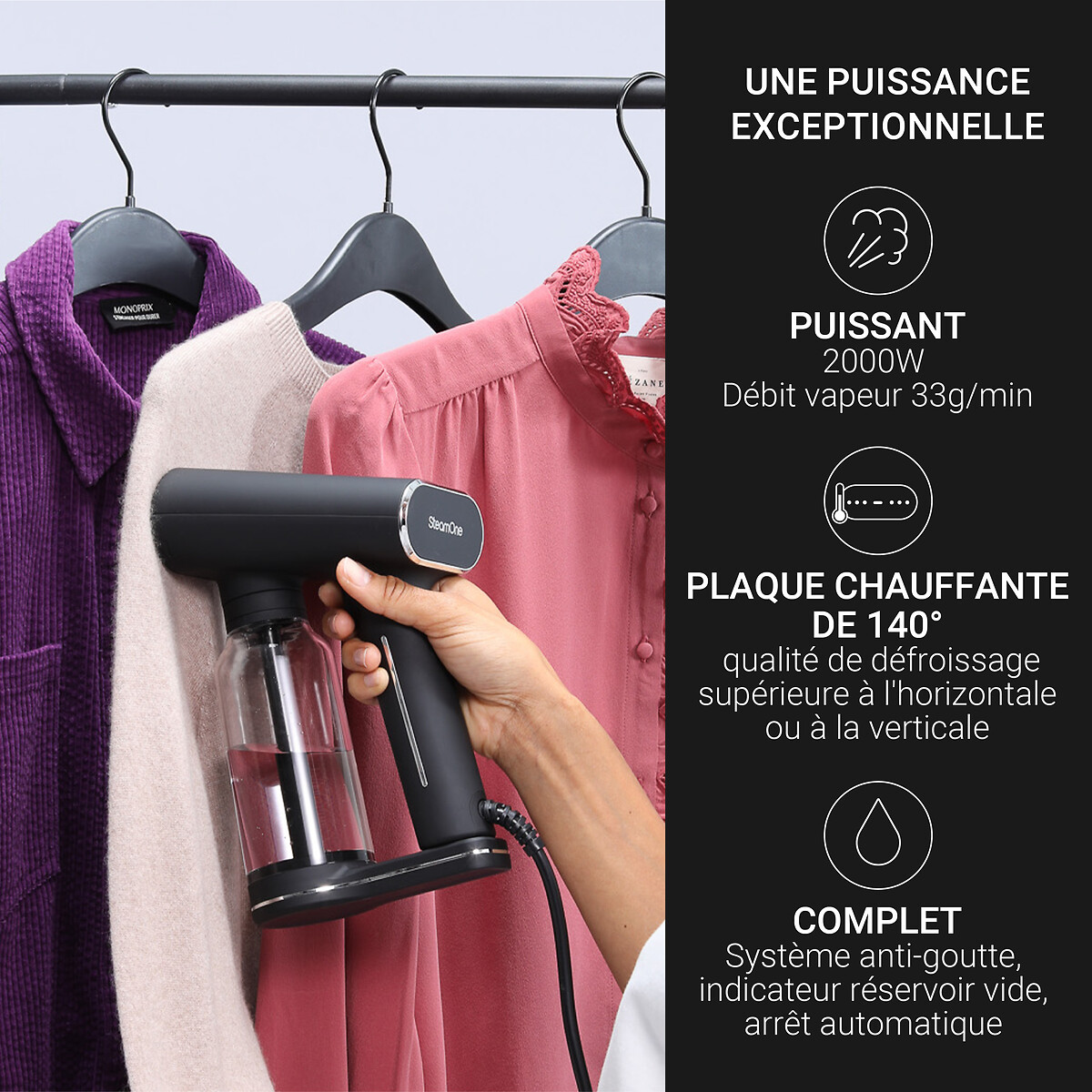 Défroisseur à main Karl XL noir, STEAMONE