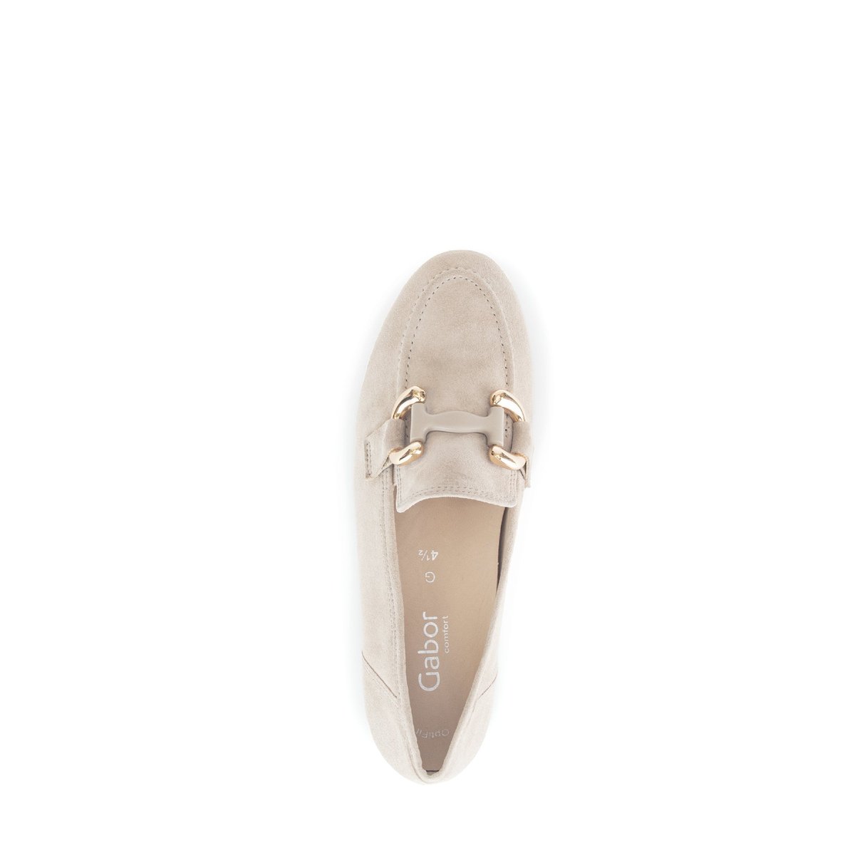 Mocassins en cuir velours à talon décroché beige, GABOR