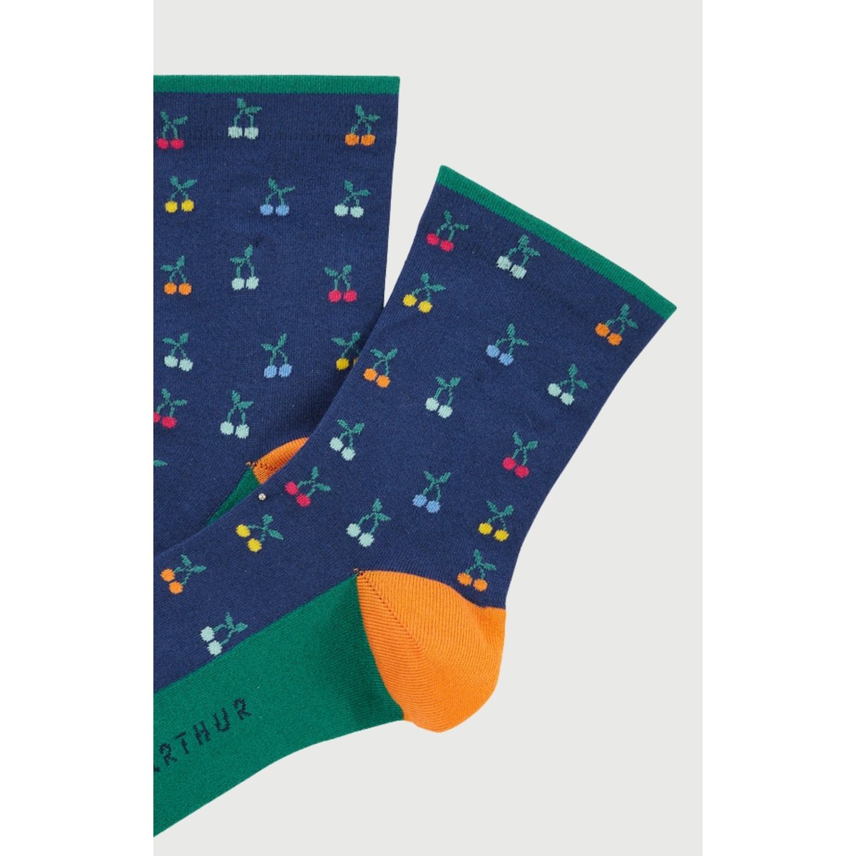 Chaussettes en coton imprimé Cerise marine, ARTHUR