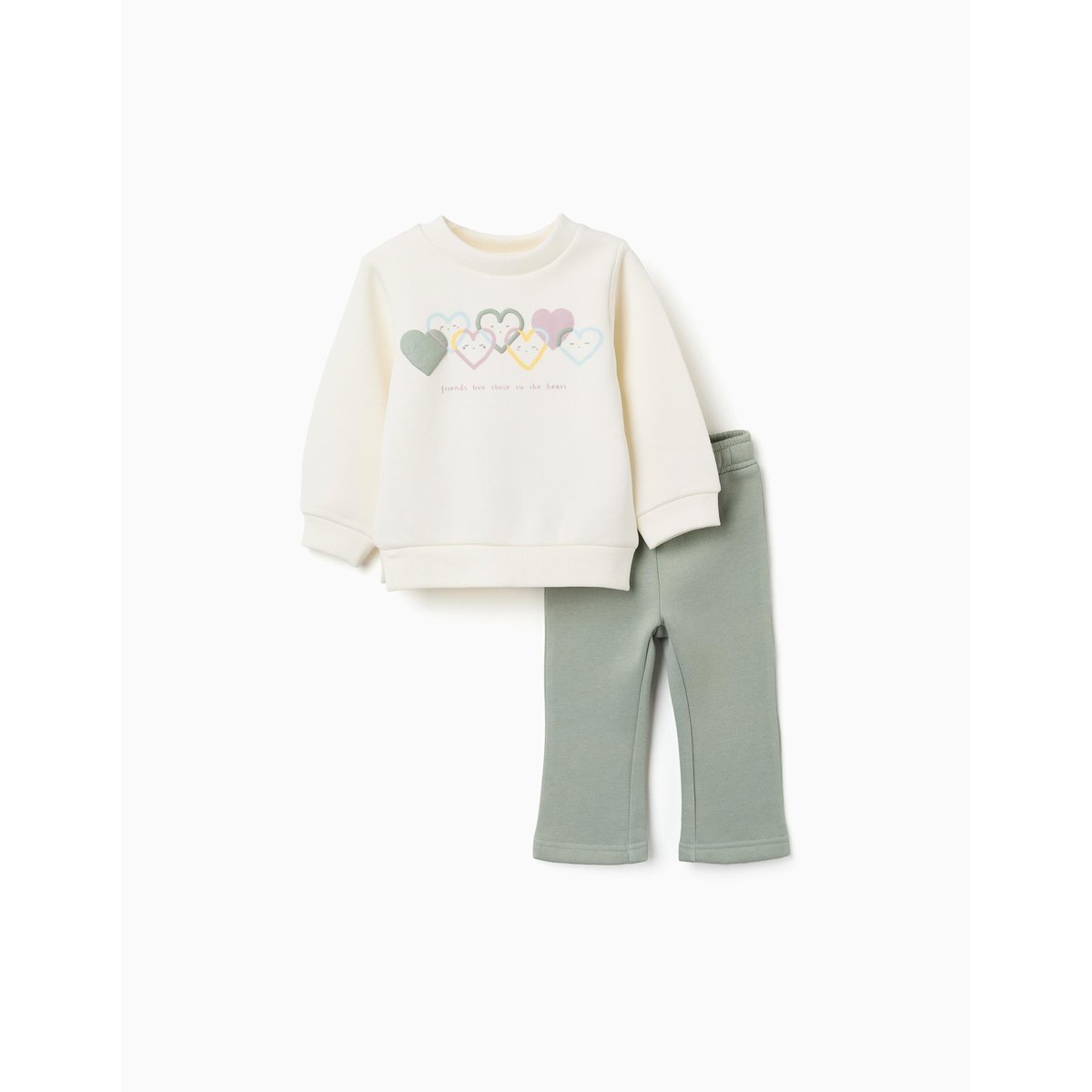 Ensemble de jogging en coton peigné avec imprimé cœur blanc, ZIPPY