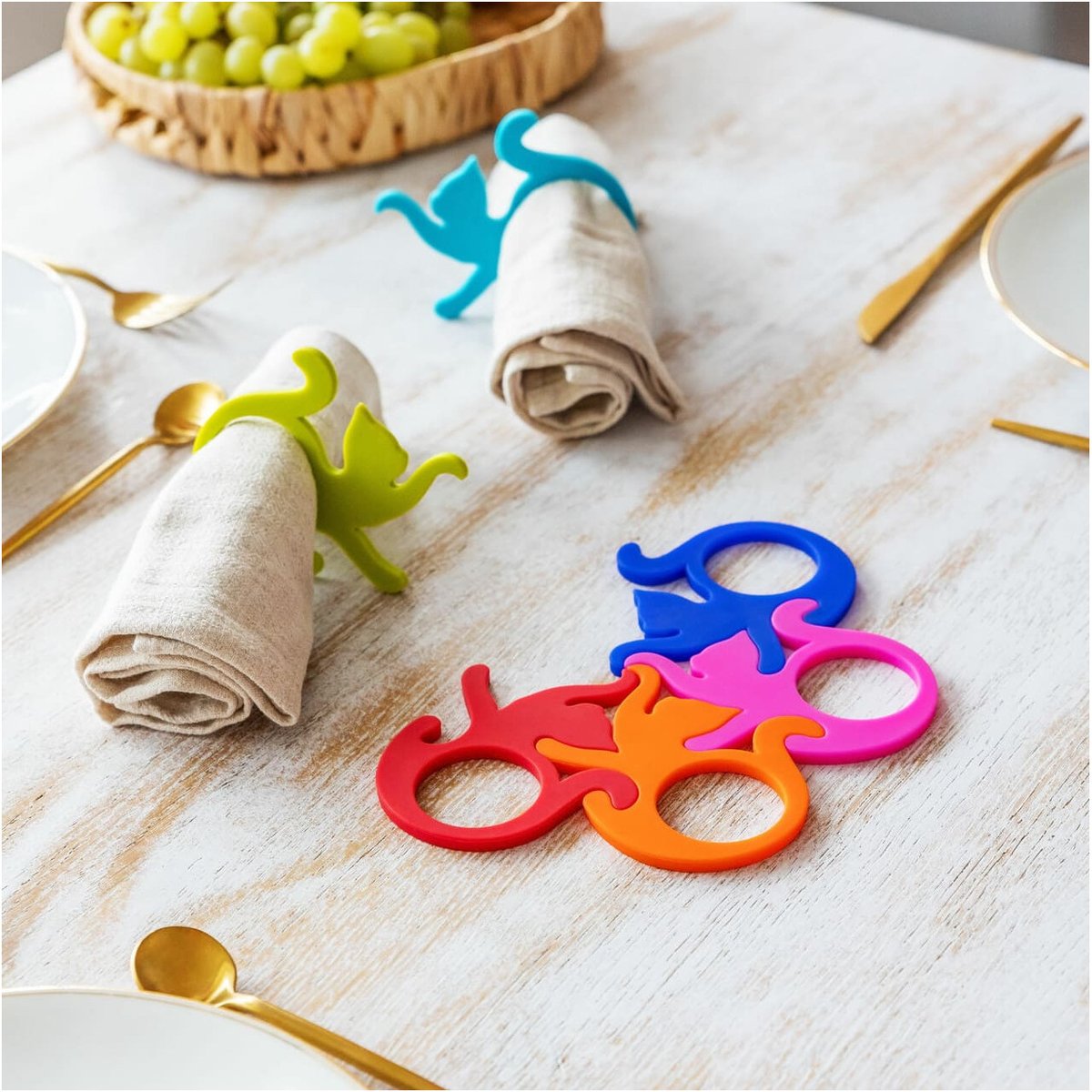 Set de 6 ronds de serviettes  Entrechats Happy Rings multicolore, PYLONES