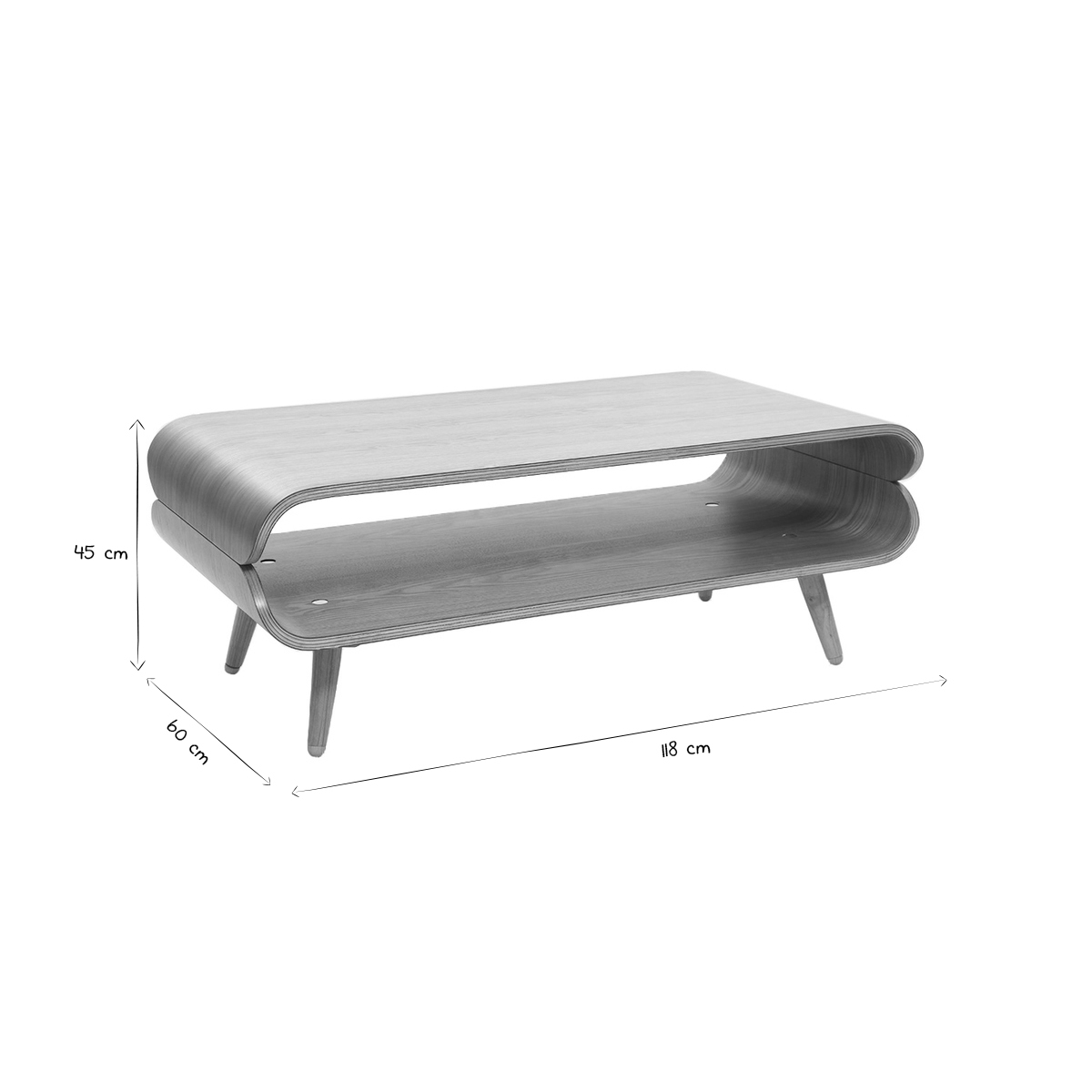 Table basse scandinave rectangulaire en bois L118 cm TAKLA frêne, MILIBOO