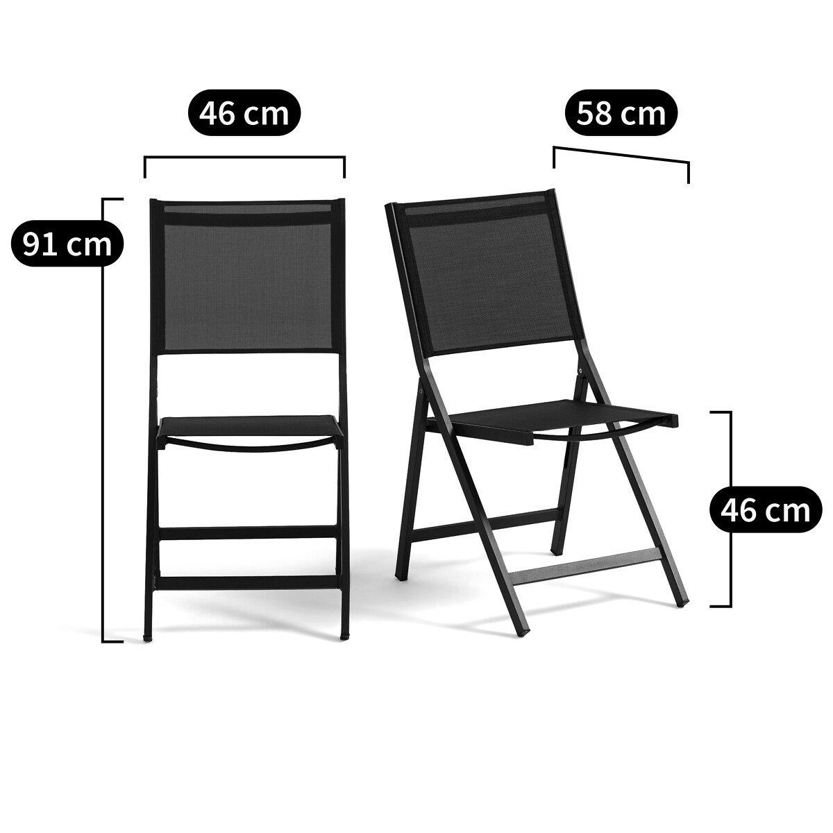 Set van 2 plooibare stoelen, in aluminium, Zory zwart, LA REDOUTE INTERIEURS