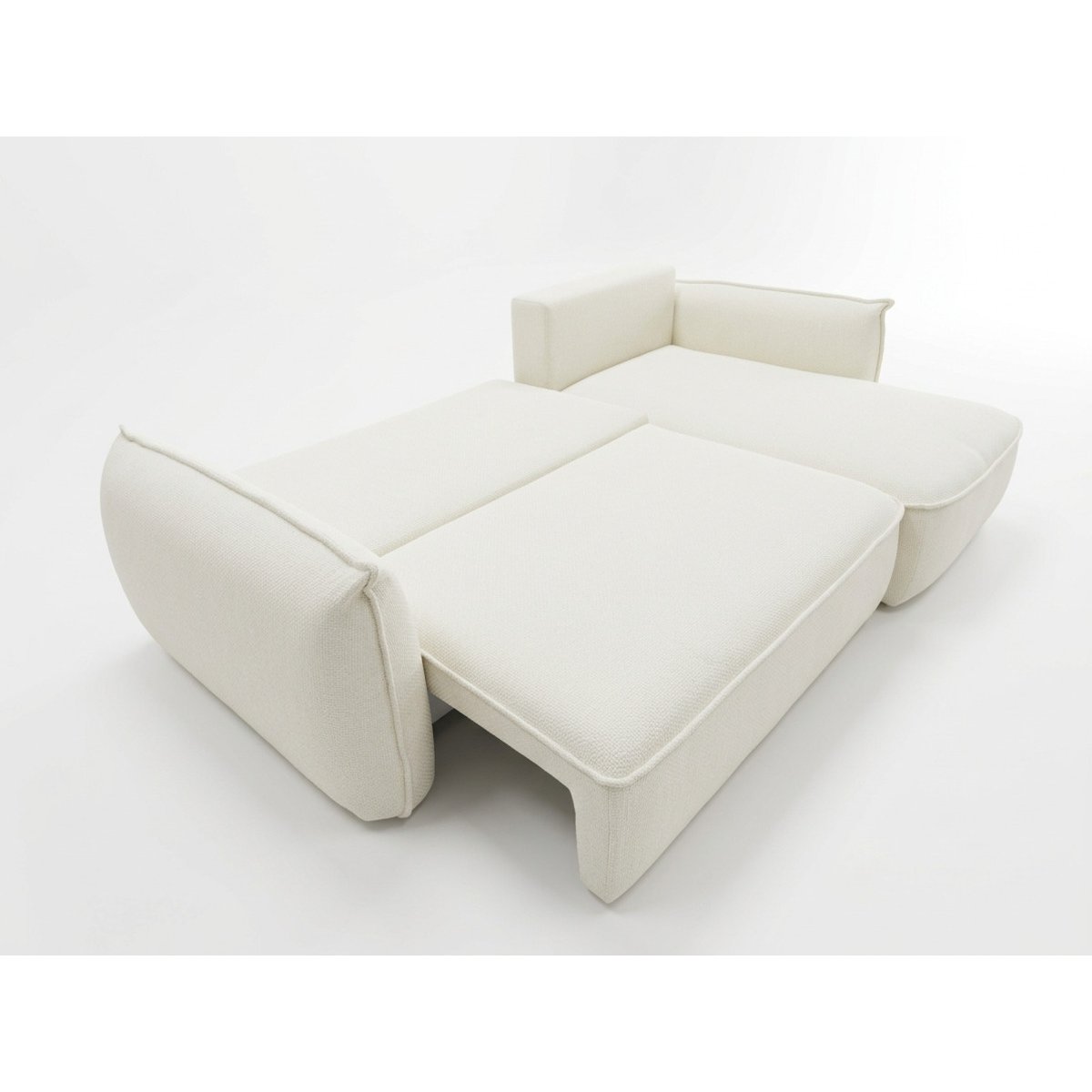 Canapé d'angle convertible 3 places en tissu chenille, ESMEE blanc, BOBOCHIC