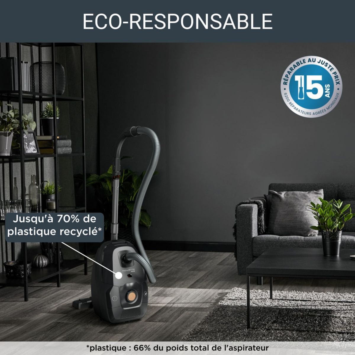 Aspirateur avec sac Green Force Effitech RO6179EA couleur unique, ROWENTA