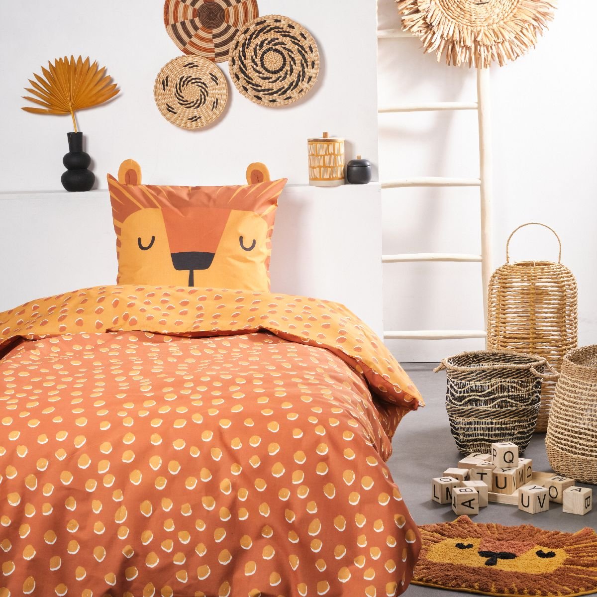 Parure de lit enfant imprimé animalier FUNNY AXEL orange, TODAY