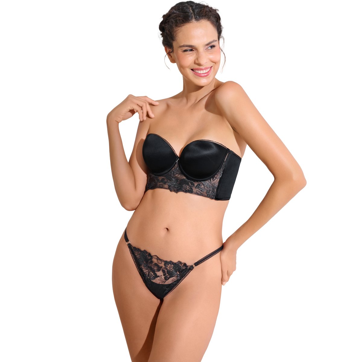 Soutien-gorge bustier balconnet préformé EMINENCE noir, LISCA