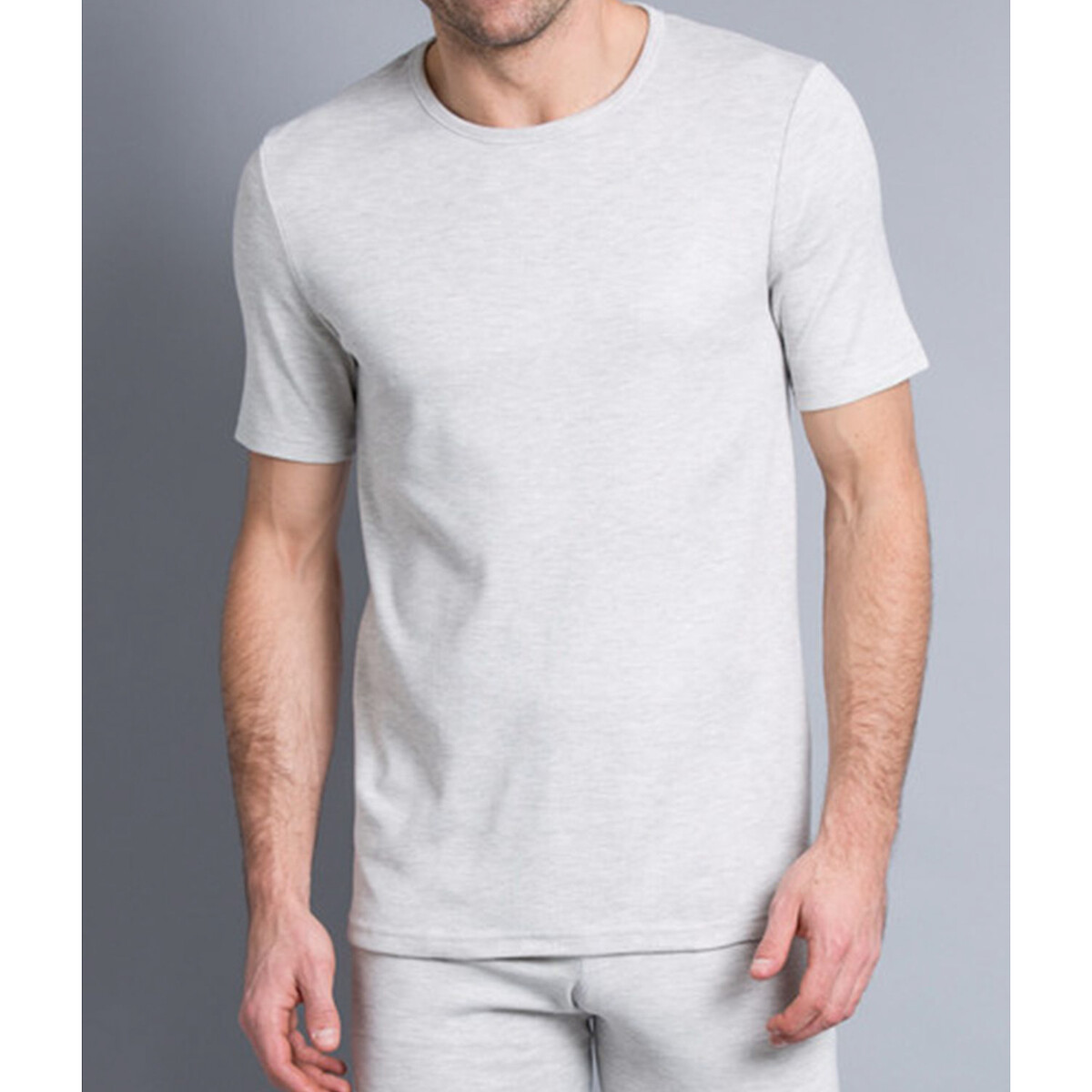 T-shirt manches courtes maille interlock, degré 3 gris chiné, DAMART
