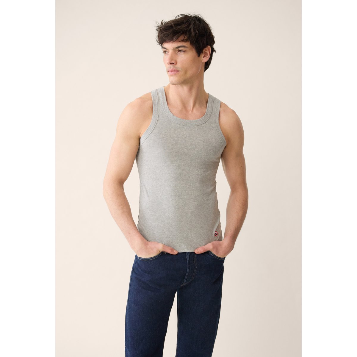 Lot de 3 débardeurs en coton Triofulminant gris chiné noir blanc, LE SLIP FRANCAIS