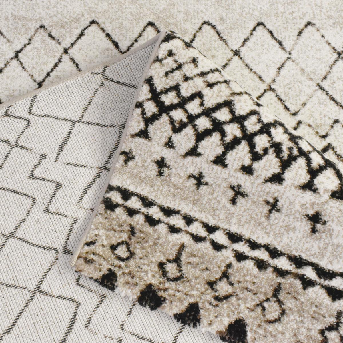 Tapis berbère tissé motifs tribaux LYN8 MABAL beige, noir, UN AMOUR DE TAPIS