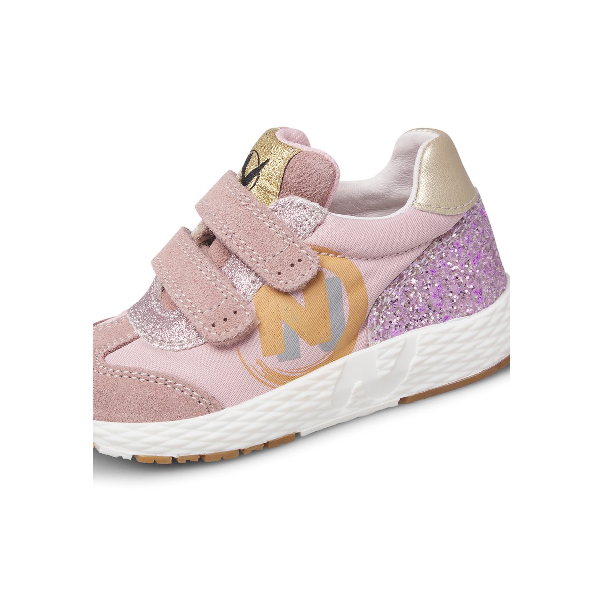 Sneakers en cuir et tissu avec des paillettes JESKO 2 VL. rose-rose poudré, NATURINO