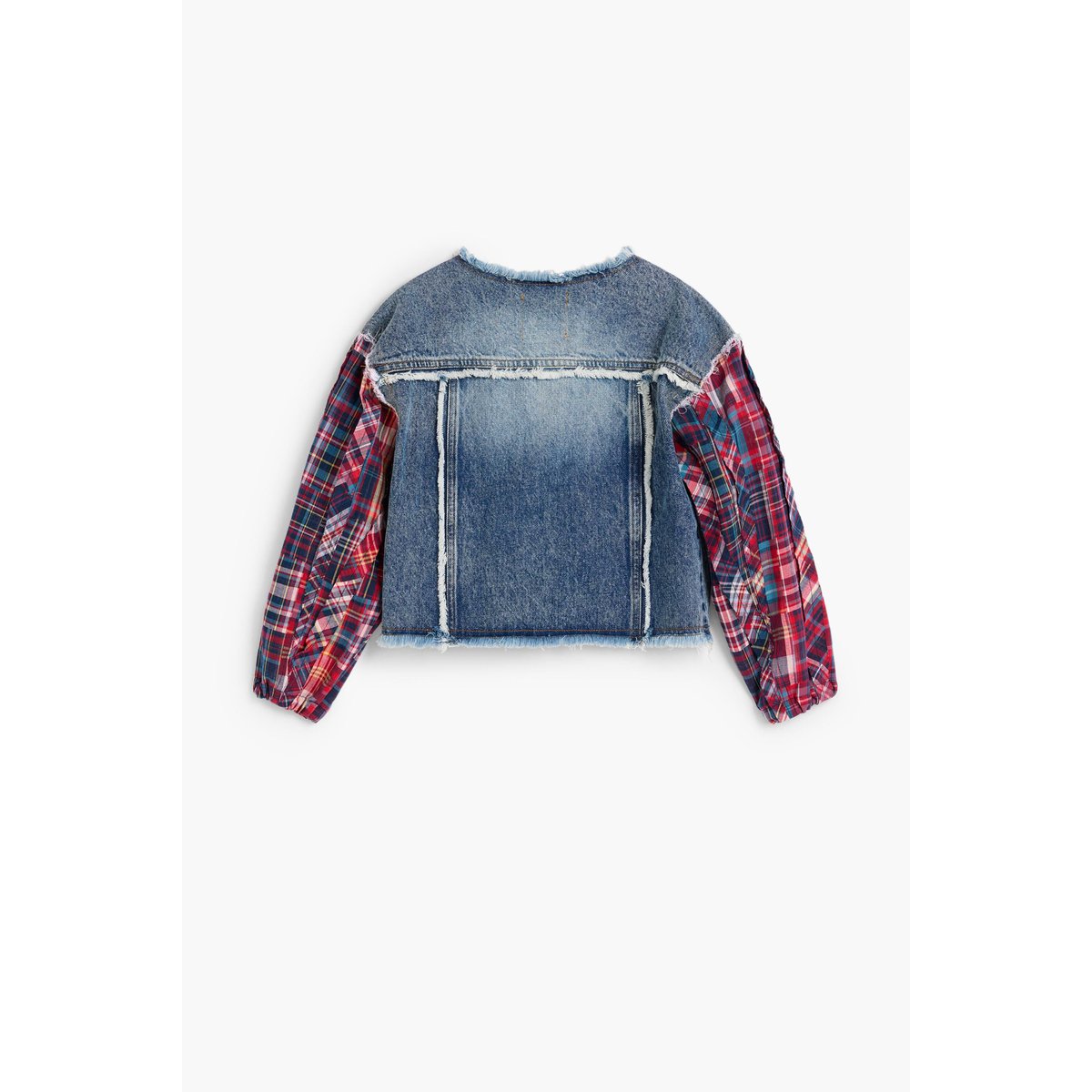 Veste en jean à carreaux bleu clair, DESIGUAL