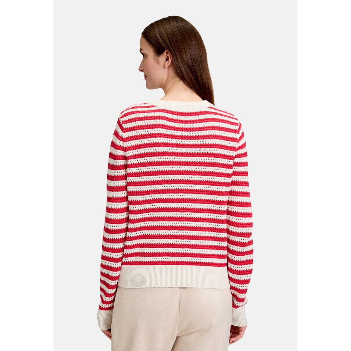 Pull-over en maille avec structure cream/red, BETTY & CO