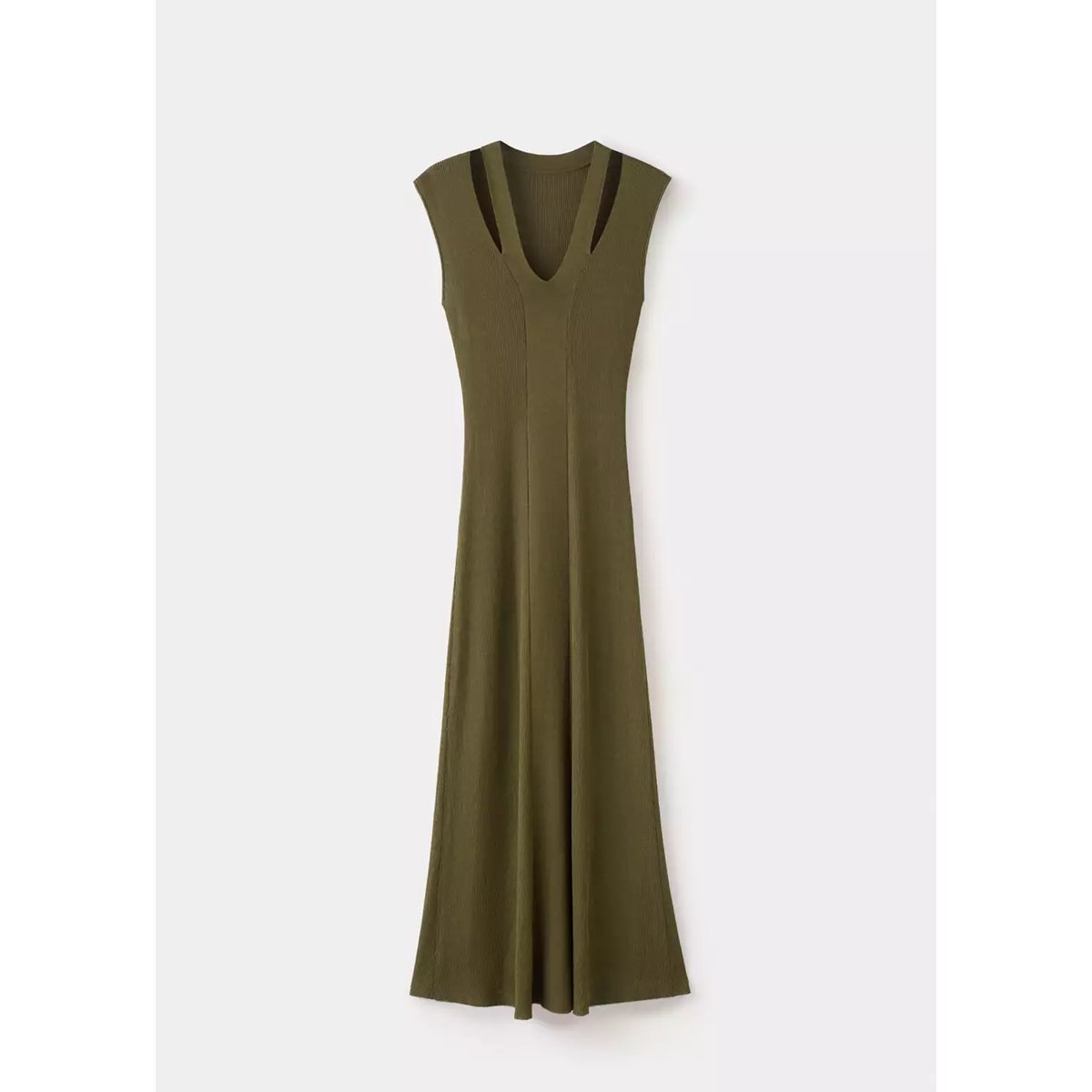 Robe maille fine évasée kaki, MANGO