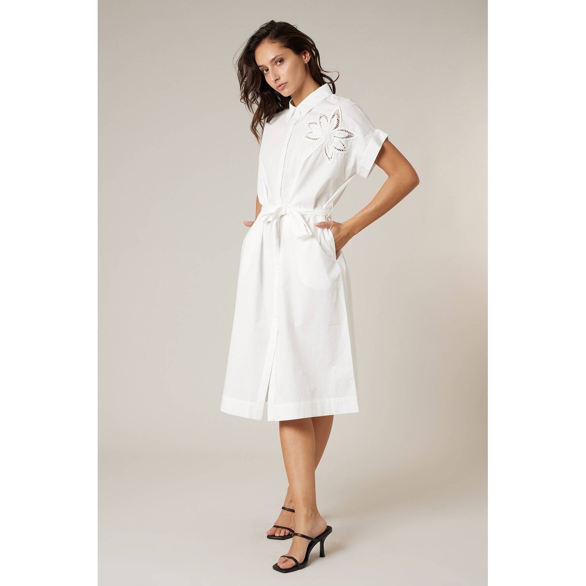 Robe chemise femme en 100% coton ZOHINA off white, DEELUXE