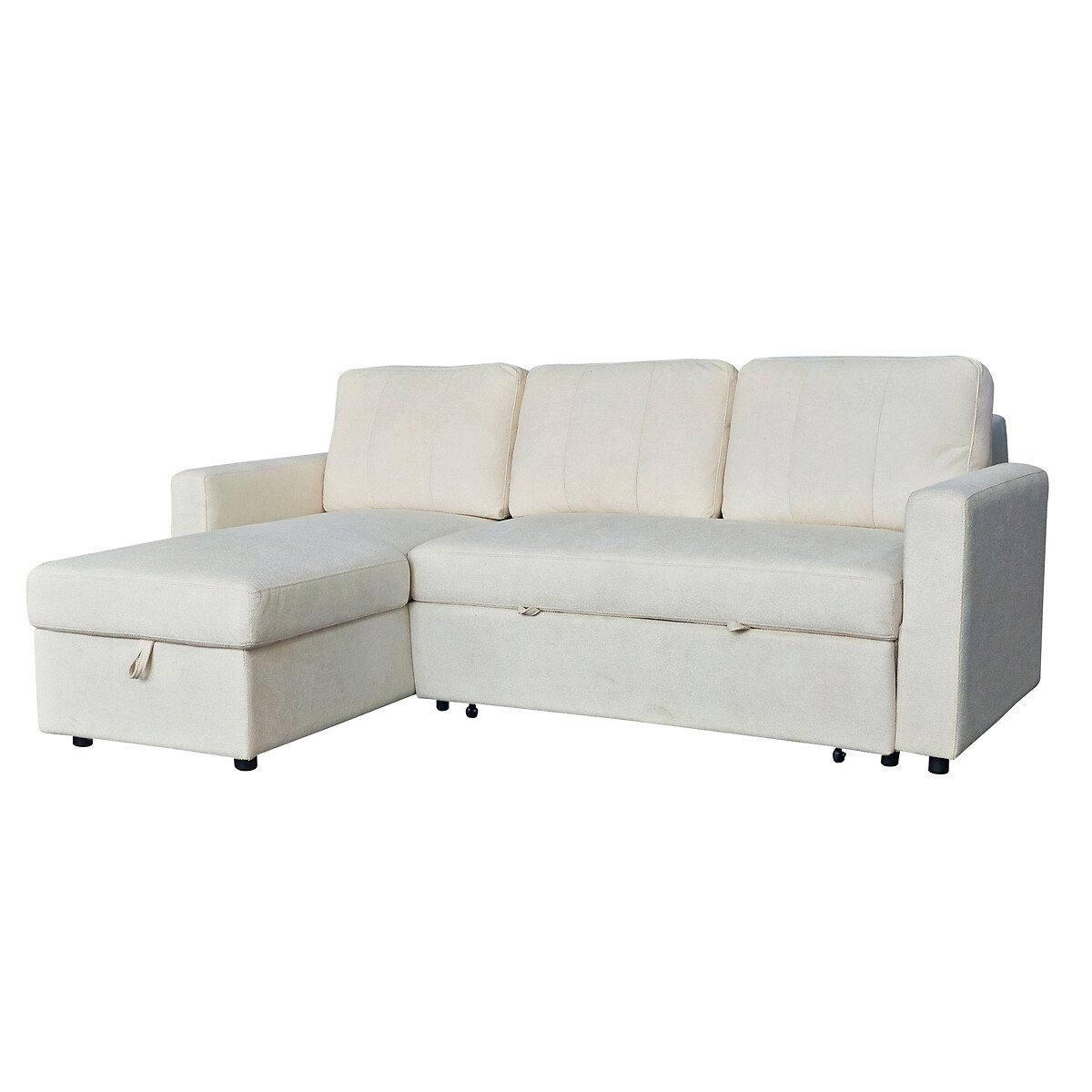 Nexis Soft Wool 3 Seater Corner Sofa Bed with Storage Chaise (Left Facing) natural, ASPIRE