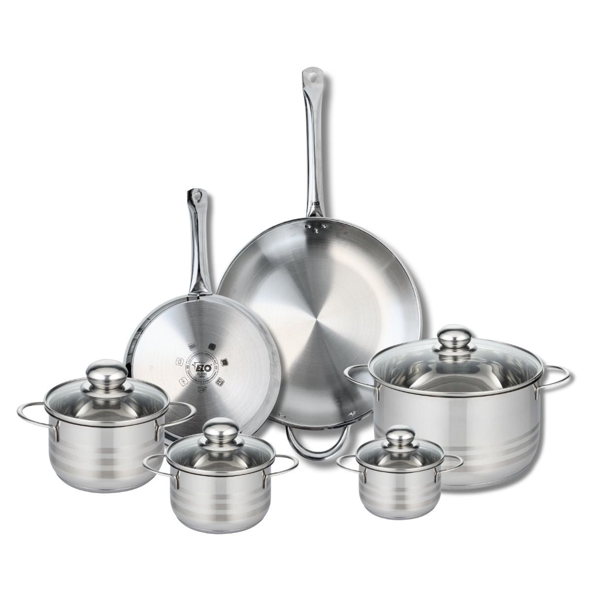 2 poêles 24/32cm + 4 faitouts 12/14/16/24cm PROFI BRILLANT gris, ELO