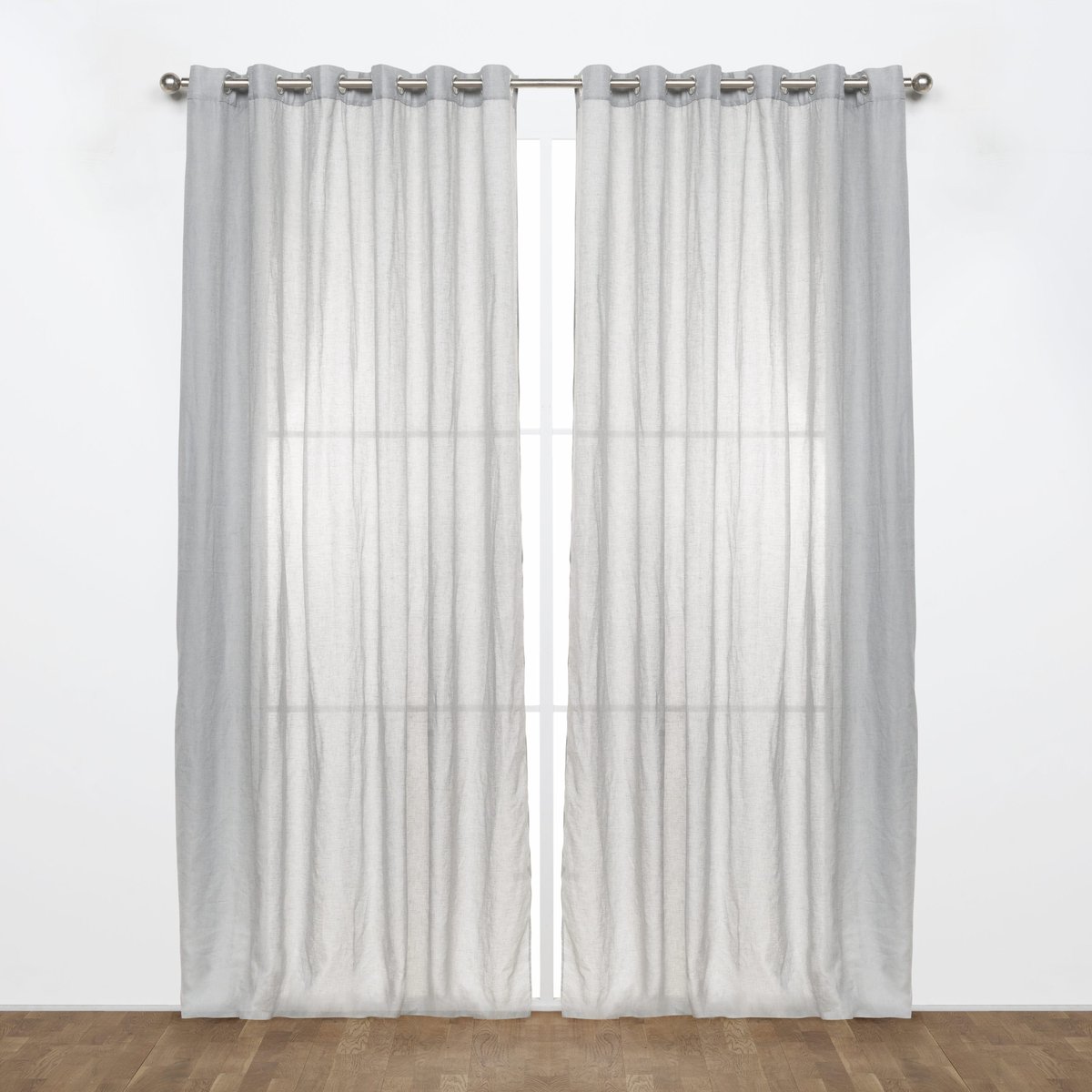Rideau tamisant en polyester et lin, AYDEN gris anthracite, INSPIRE
