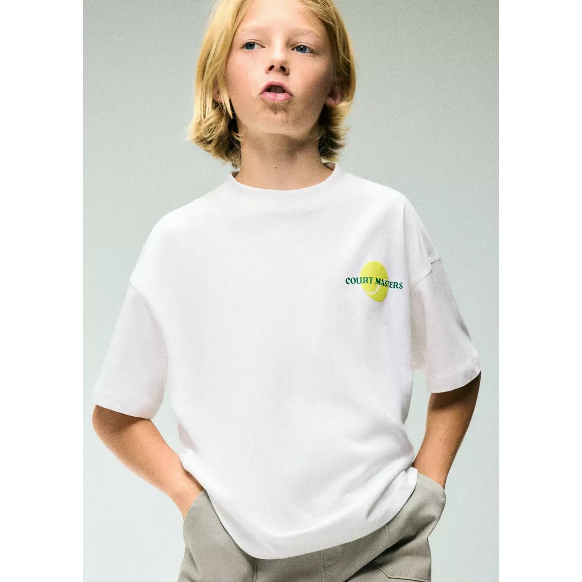 T-shirt oversize imprimé blanc, MANGO KIDS