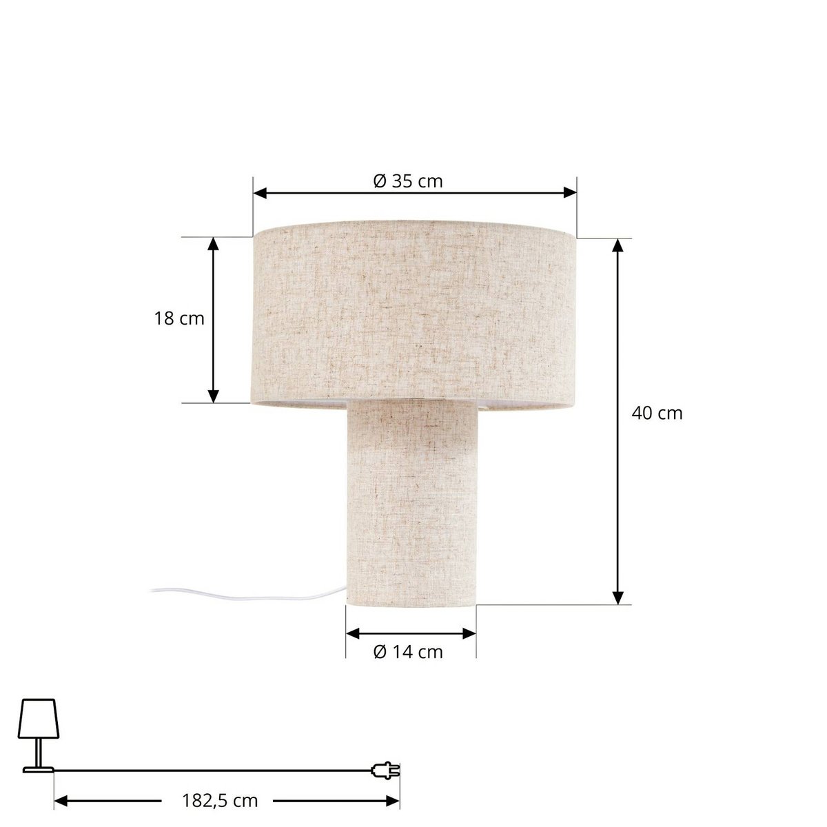 Lampe à poser en textile scandinave, Elfie beige, LINDBY