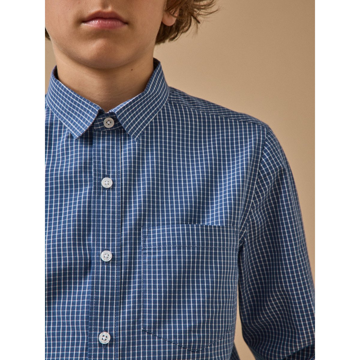 Chemise à carreaux carreaux bleu denim, CYRILLUS