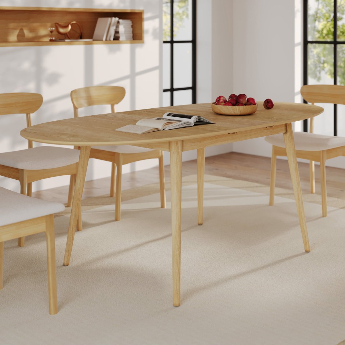 Table ovale 6/8 personnes extensible en bois 170/200 cm - EDDY bois clair, MAISON PAVANE