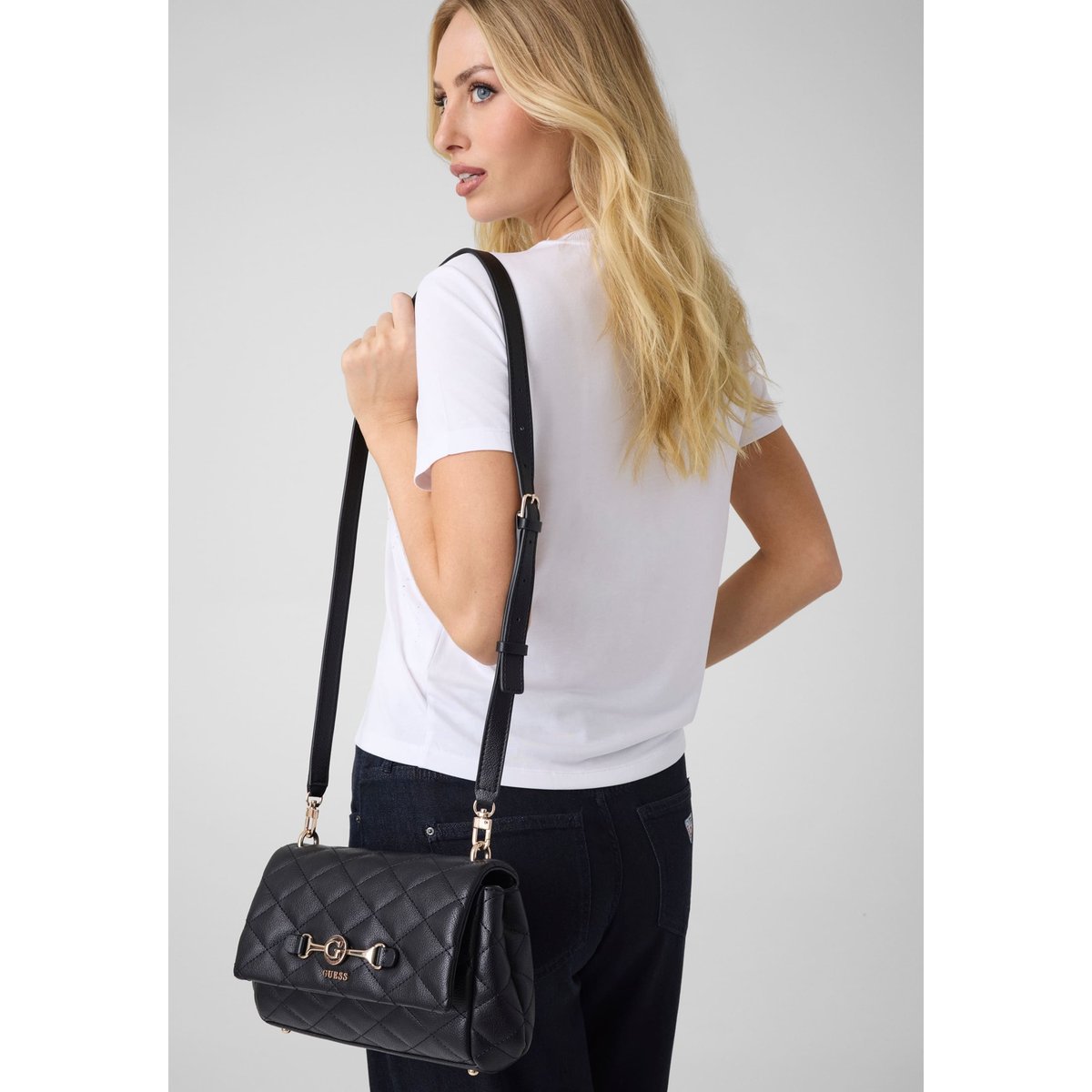 Sac À Bandoulière Matelassé Frances noir, GUESS
