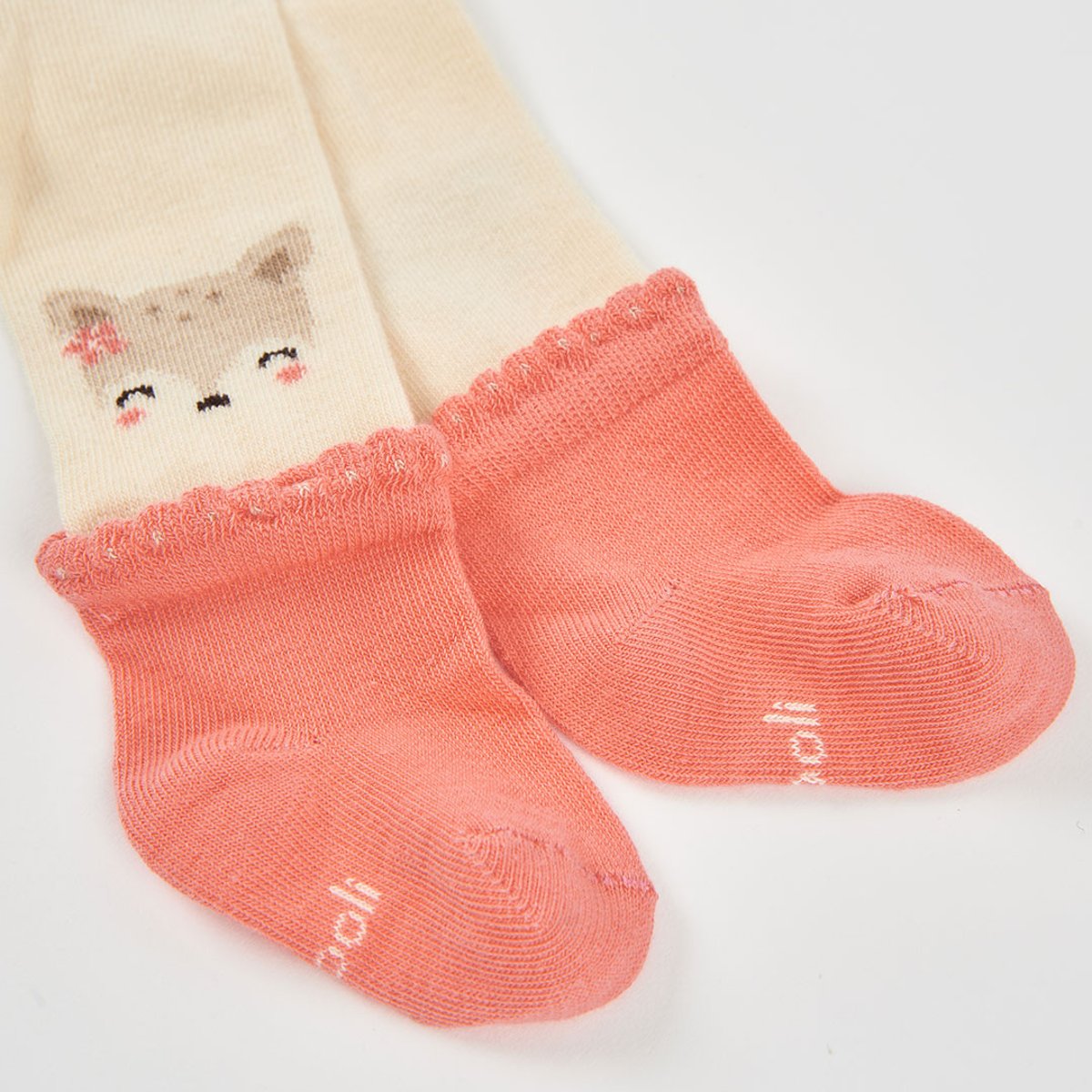 Collant avec chaussette imprimé renard blanc, BOBOLI