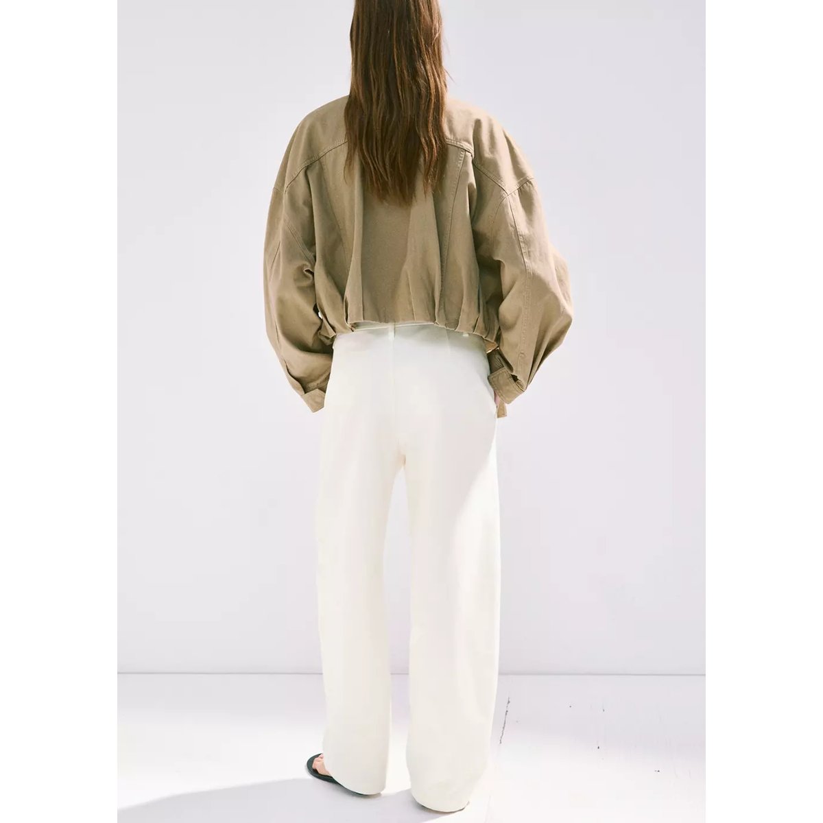 Pantalon en coton asymétrique blanc, MANGO