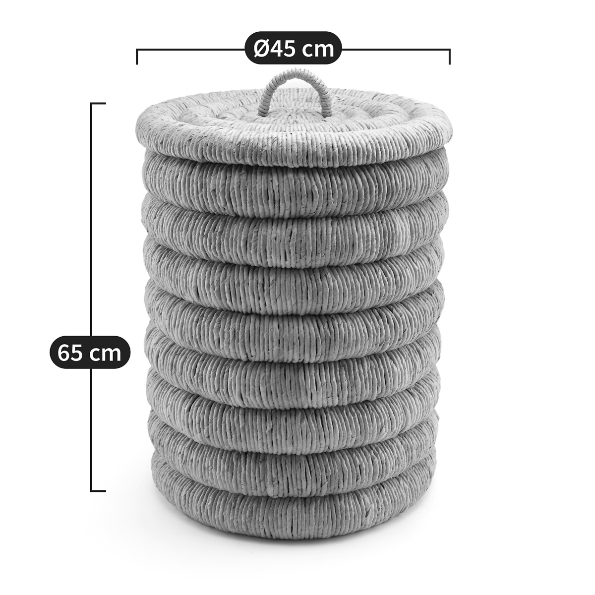 Cesta redonda con tapa de plátano tejido, Marilo natural, AM.PM