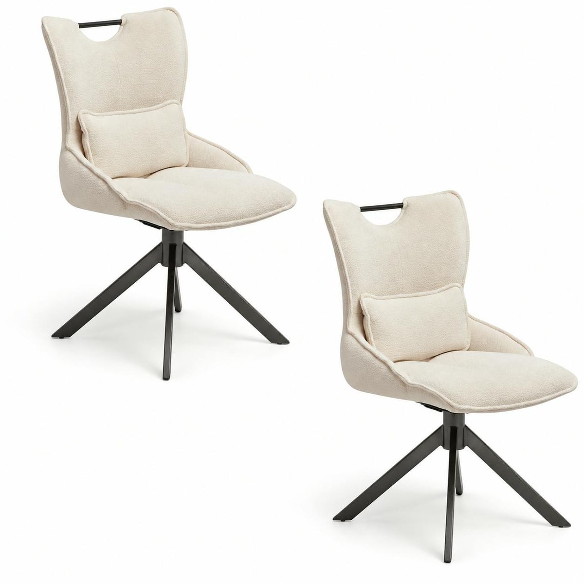 Chaise pivotante coussin et poignée tissu blanc (lot de 2) IENA blanc, PIER IMPORT