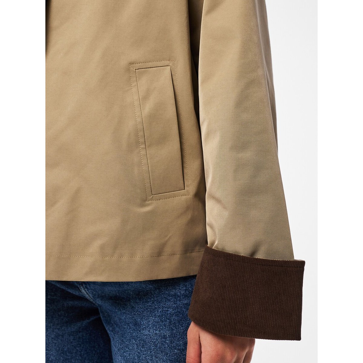 Trench corto doppio materiale beige, PIECES