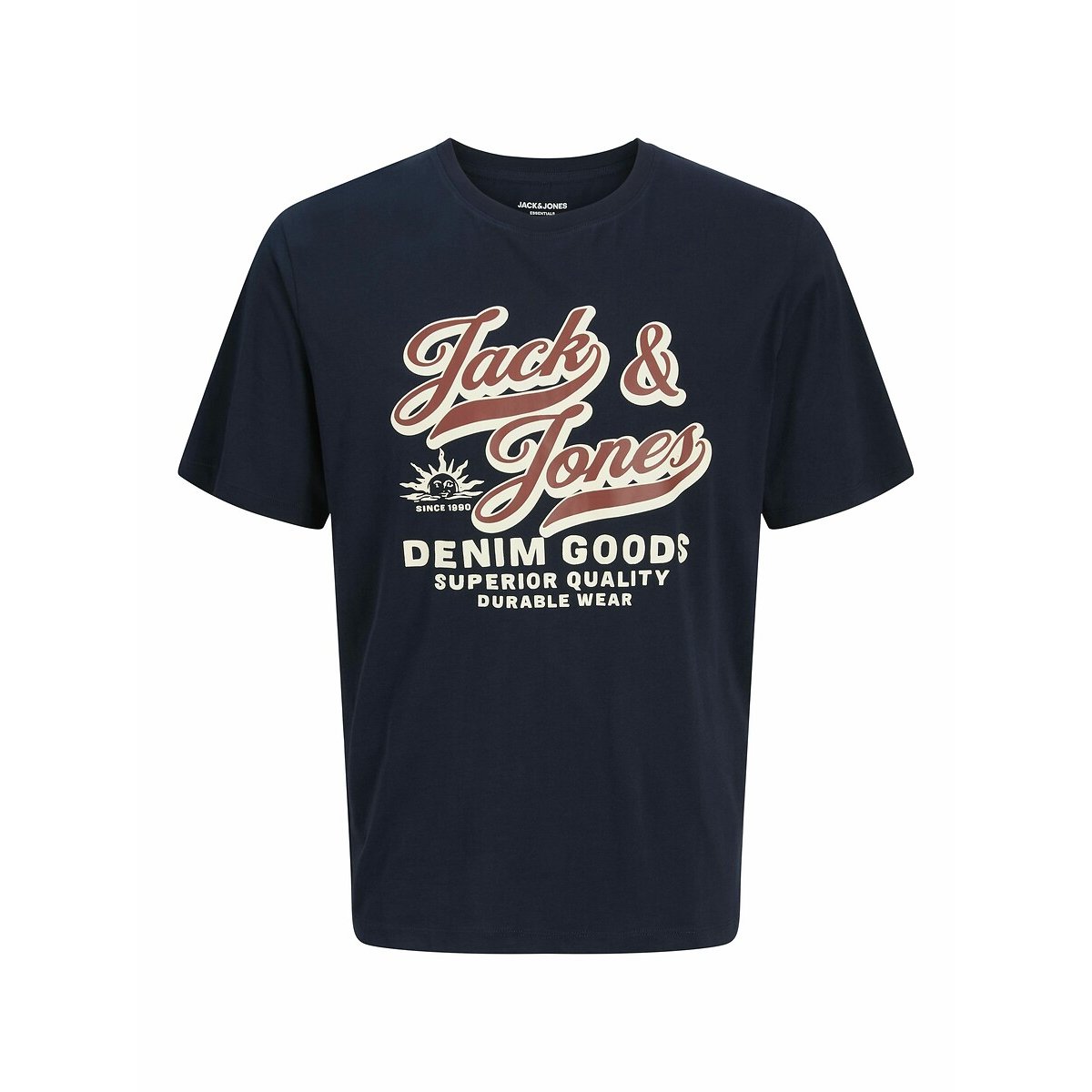 T-shirt col rond bleu marine, JACK & JONES